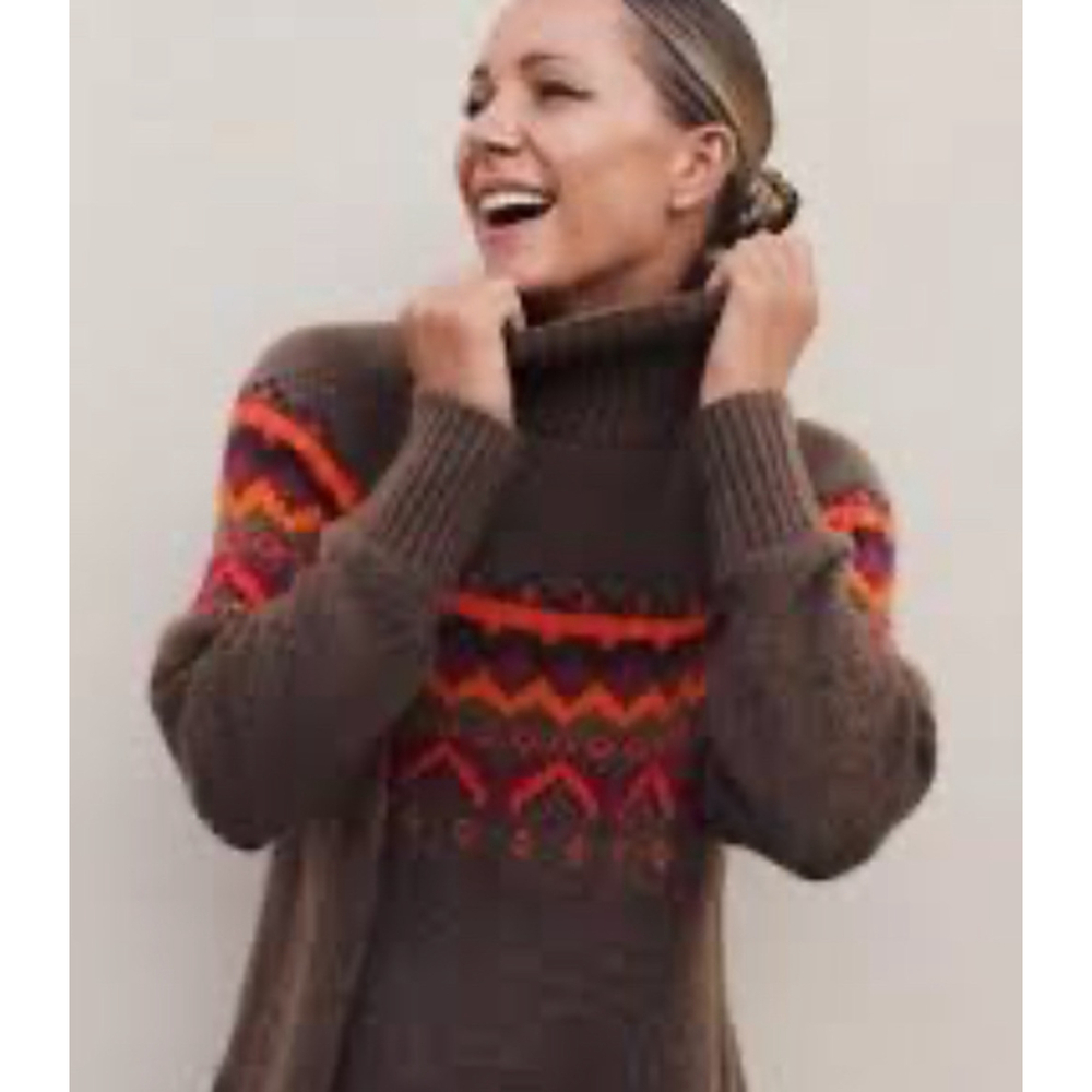 Lou & Grey LOFT Tunic Sweater Brown Long Sleeve Pullover Womens Small